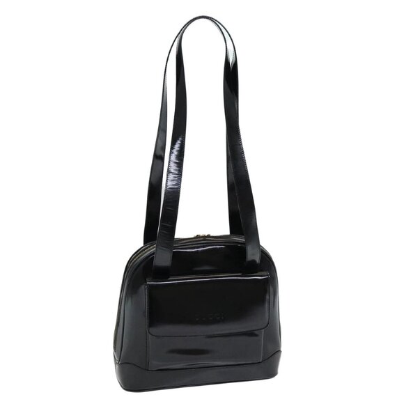GUCCI Bamboo Shoulder Bag Patent leather Black - Picture 1 of 15